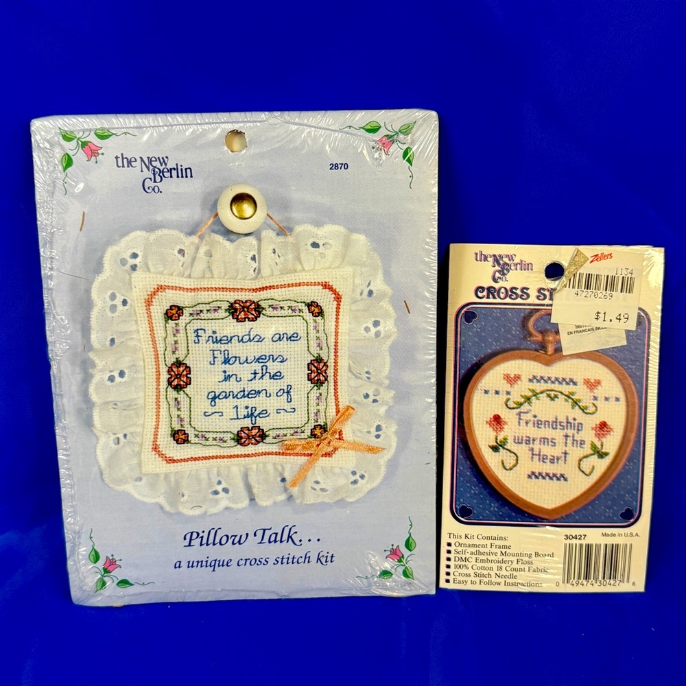 The New Berlin Co. Set of Vintage Friendship Cross Stitch Kits (2)